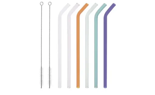 Peill+Putzler Glas-Trinkhalm-Set | mehrfarbig, gebogen