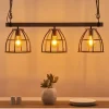 Pendelleuchte, 3-flammig, Metall / Holz schwarz
