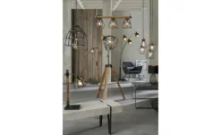 Pendelleuchte, 3-flammig, Metall / Holz schwarz