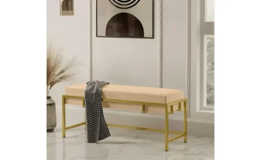 Polsterbank Lamo | 80 cm, Hellbeige, Goldfarben