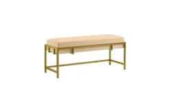 Polsterbank Lamo | 80 cm, Hellbeige, Goldfarben