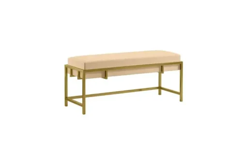 Polsterbank Lamo | 80 cm, Hellbeige, Goldfarben