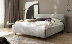 Polsterbett in meliertem Webstoff Primo | Beige, 160 cm