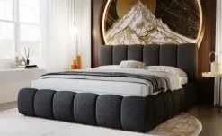 Polsterbett mit Stauraum Cloud Bouclé-Stoff | 140x200 cm, Schwarz