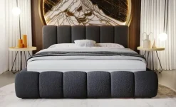 Polsterbett mit Stauraum Cloud Bouclé-Stoff | 140x200 cm, Schwarz