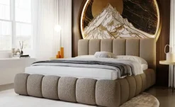 Polsterbett mit Stauraum Cloud Bouclé-Stoff | 120x200 cm, Braun