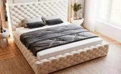 Polsterbett mit Stauraum Ashton | Beige, 140 cm