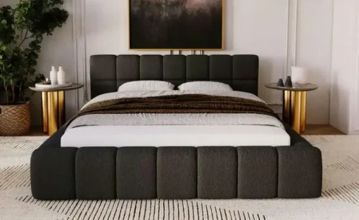 Polsterbett mit Stauraum Alcester | Schwarz, 140 cm