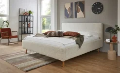 Polsterbettgestell Mattis | Beige, Webstoff grob