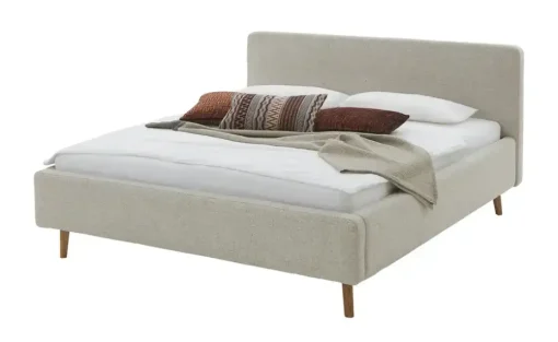 Polsterbettgestell Mattis | Beige, Webstoff grob
