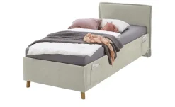 Polsterbettgestell mit trendiger Kederumrahmung Fun | Beige, Ohne Rückenteil