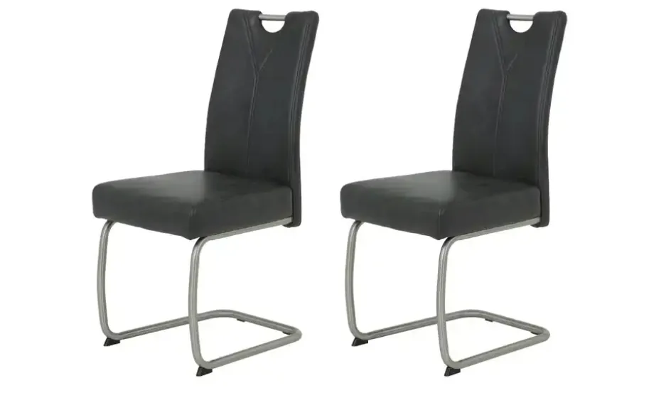 Polsterschwingstuhl 2er-Set mit Griff Michaeil | Anthrazit, 2er Set