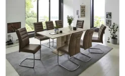 Polsterschwingstuhl 2er-Set in Leder-Optik Andrei | Schlamm