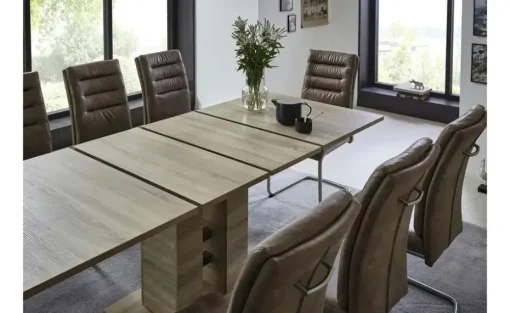 Polsterschwingstuhl 2er-Set in Leder-Optik Andrei | Schlamm