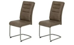 Polsterschwingstuhl 2er-Set in Leder-Optik Andrei | Schlamm