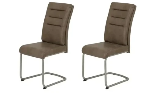 Polsterschwingstuhl 2er-Set in Leder-Optik Andrei | Schlamm