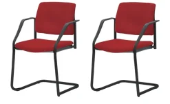 Polsterstuhl  2er Set MyPlano | Rot, Schwingstuhlgestell