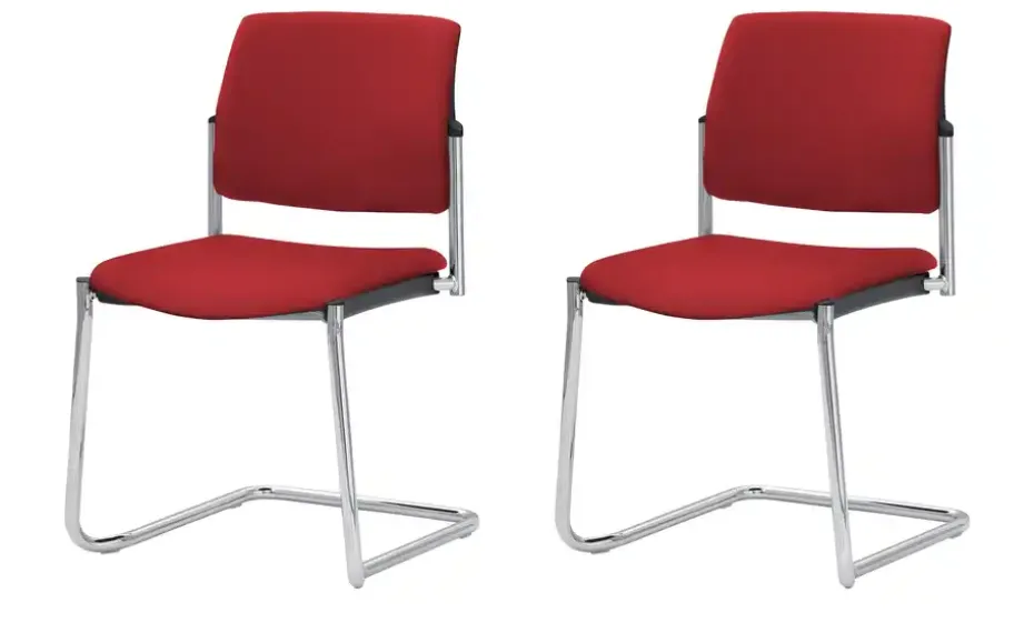 Polsterstuhl 2er Set MyPlano | Rot, Schwingstuhlgestell
