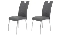 Polsterstuhl 2er-Set mit Griff Christopher | Grau, 2er Set