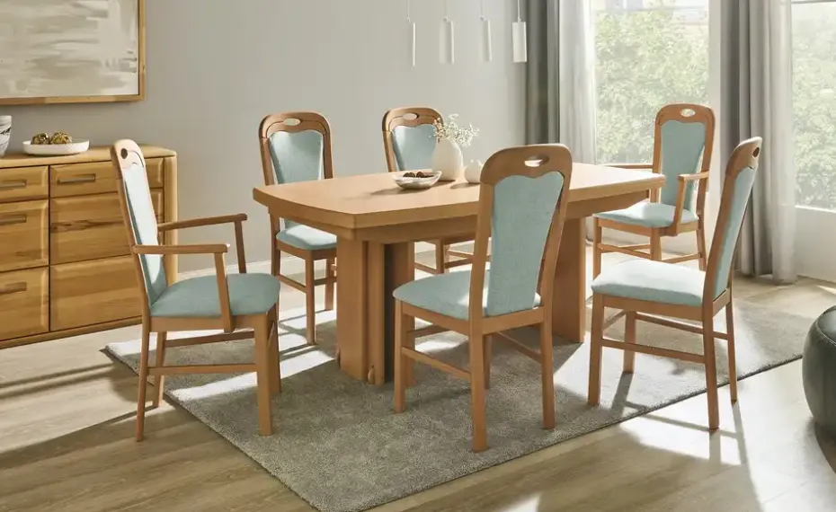 Polsterstuhl Senator | Aquablau, Griff, Armlehne