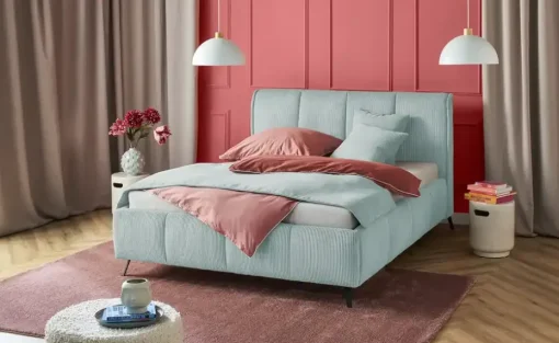 pop Polsterbett mit Bettkasten Pamela | 140 cm, Hellblau