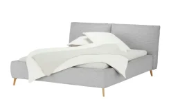 pop Polsterbettgestell in modernem Cordstoff Sunset | Grau, 160 cm