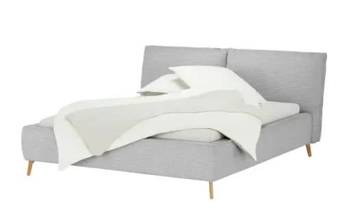 pop Polsterbettgestell in modernem Cordstoff Sunset | Grau, 160 cm