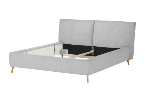 pop Polsterbettgestell in modernem Cordstoff Sunset | Grau, 160 cm