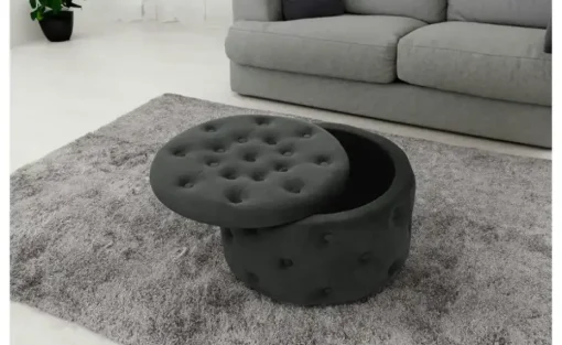 Pouf mit Stauraum Anna | Schwarz | Möbel Höffner