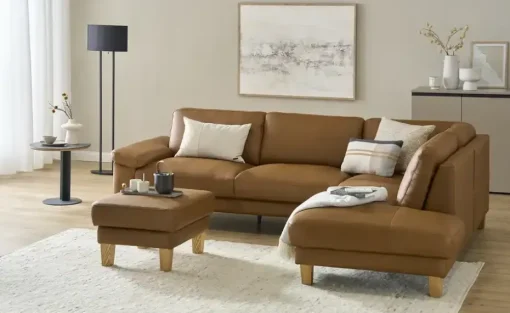 Ravensberger Werkstätten Ecksofa Leder RW-Select | Cognacbraun, rechts