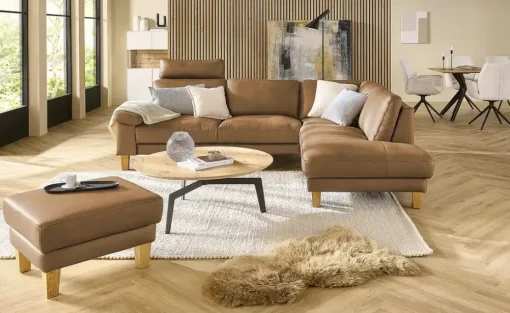 Ravensberger Werkstätten Ecksofa Leder RW-Select | Cognacbraun, rechts