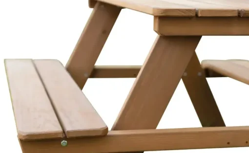 Roba Kindersitzgruppe Picknick for 4 | ohne Lehnen / mit Öffnung für Sonnenschirm, Teak