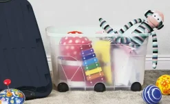 Rotho Rollbox mit Deckel Aufbewahrungsbox | Dunkelblau