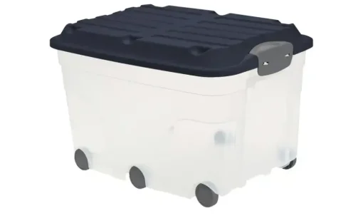 Rotho Rollbox mit Deckel Aufbewahrungsbox | Dunkelblau