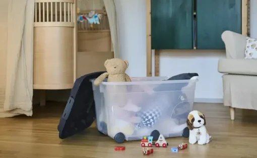 Rotho Rollbox mit Deckel Aufbewahrungsbox | Dunkelblau