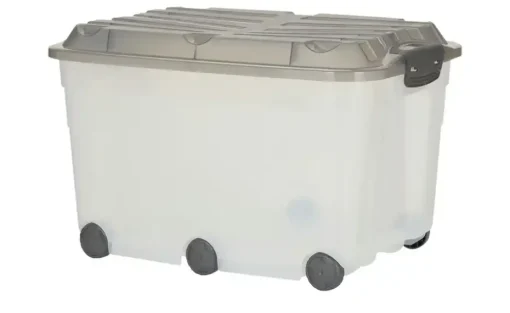 Rotho Rollbox mit Deckel Aufbewahrungsbox | Anthrazit, Grau, transparent