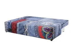 Schlafsofa Denny Basic | Denimblau, mehrfarbig, Grundfunktion