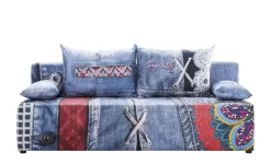Schlafsofa Denny Premium | Denimblau, mehrfarbig, Erweiterte Funktion