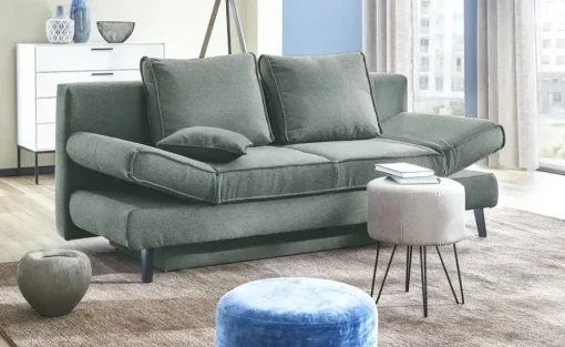 Schlafsofa mit Bettkasten Sidney | Grau, Mikrofaser