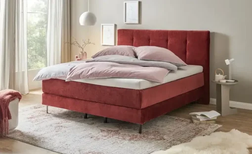 SCHÖNER WOHNEN Kollektion Boxspringbett 180x200 cm Vita | 180 cm, Karminrot