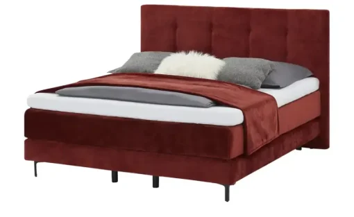 SCHÖNER WOHNEN Kollektion Boxspringbett 180x200 cm Vita | 180 cm, Karminrot