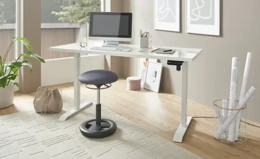 Schreibtisch elektr. höhenverstellbar Up & Down | Weiß, beschichtet