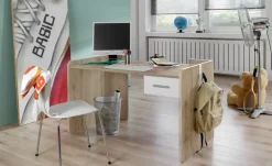 Schreibtisch Joker | mit Schubkasten, Eiche San Remo (Nachbildung), Weiß