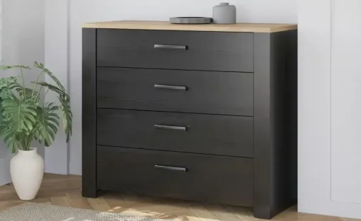 Schubkastenkommode Toneo | Schwarz, 4 Stück | Höffner