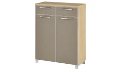 Schuhschrank Duna | Schuhgitter, Taupe, Eiche bianco