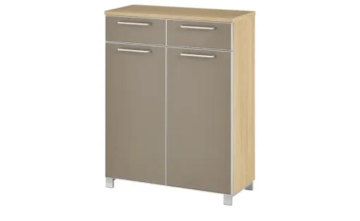 Schuhschrank Duna | Schuhgitter, Taupe, Eiche bianco