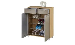 Schuhschrank Duna | Schuhgitter, Taupe, Eiche bianco
