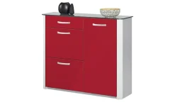 Schuhschrank Juno | Rot, Aluminiumgrau | Möbel Höffner