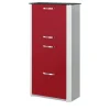 Schuhschrank Juno | Rot, transparent, Aluminiumgrau