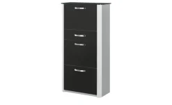 Schuhschrank Juno | Schwarz, transparent, Aluminiumgrau